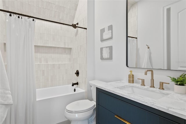 4633 W Lowell Ave, Tampa, FL 33629 - full bathroom with vanity, shower / tub combo with curtain, and toilet