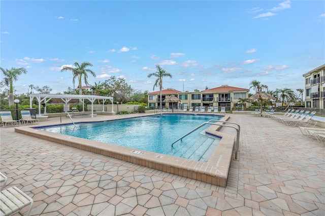 view of pool featuring a patio area