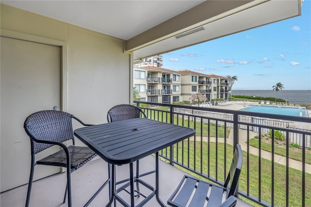 balcony with a water view