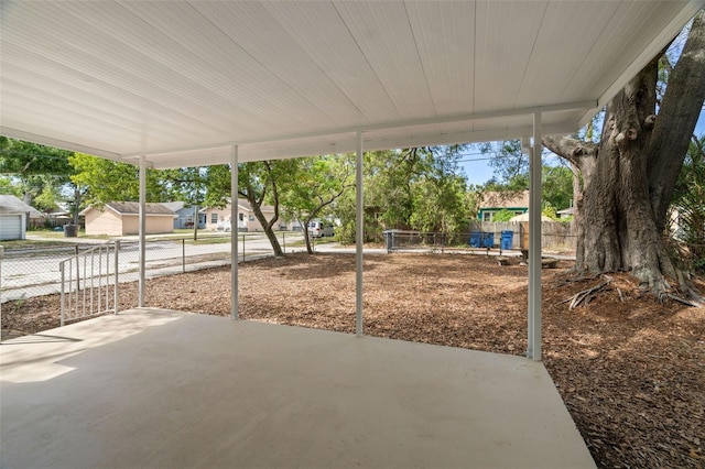 view of patio / terrace with a garage