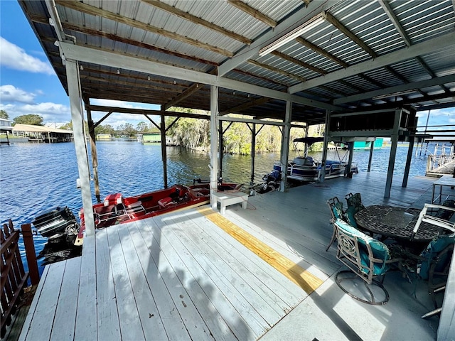 view of dock featuring a water view