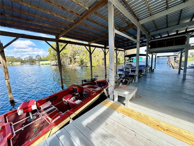 dock area with a water view