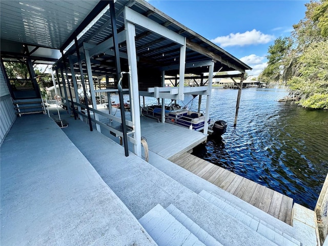 view of dock featuring a water view