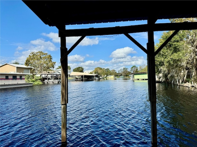 dock area featuring a water view