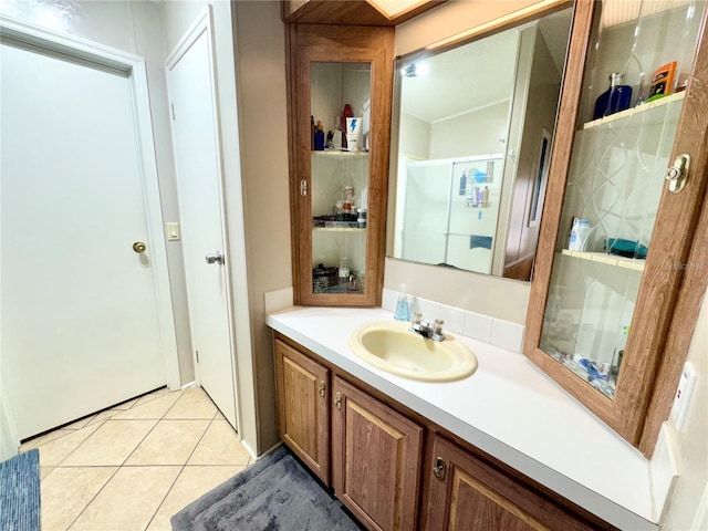 bathroom featuring vanity and tile patterned floors