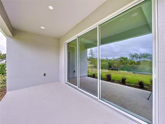 balcony featuring a patio area