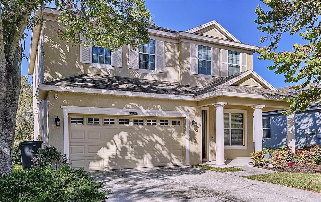 view of front of home with a garage