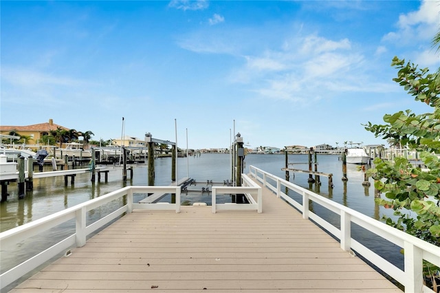 view of dock featuring a water view