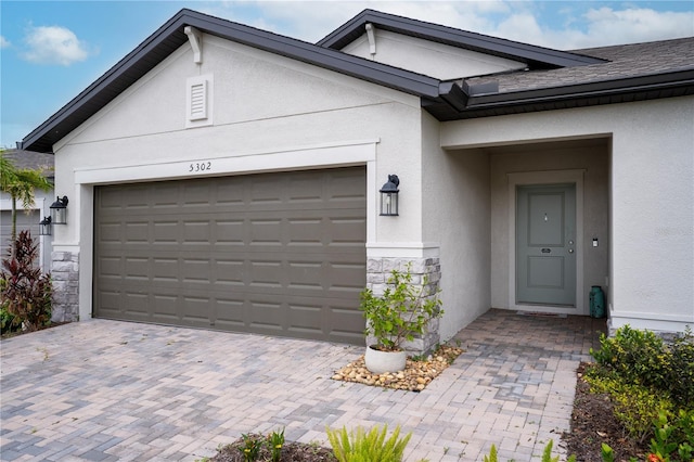 exterior space featuring a garage