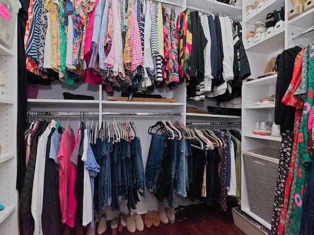 spacious closet with wood finished floors