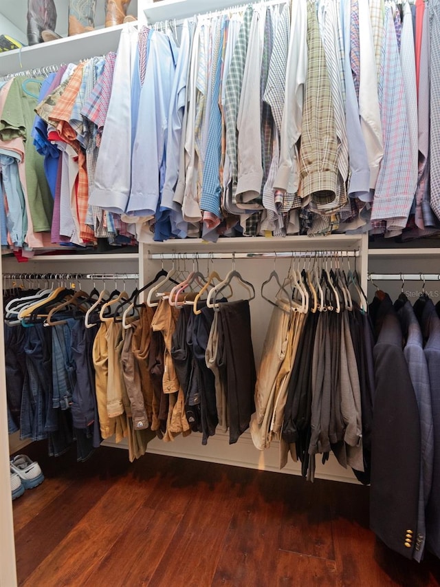 spacious closet with wood finished floors