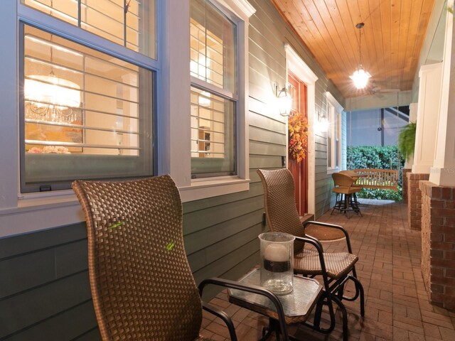 interior space with a porch