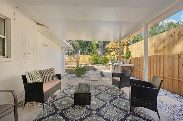 view of patio with an outdoor hangout area