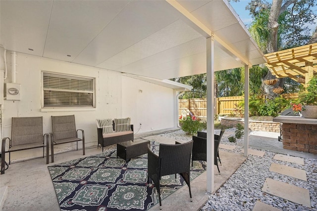 view of patio featuring a pergola