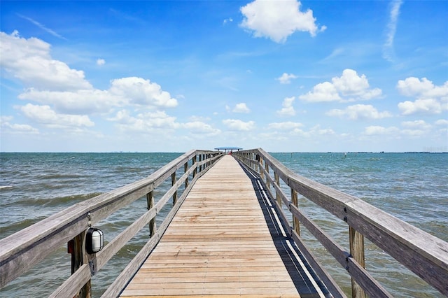 view of dock featuring a water view