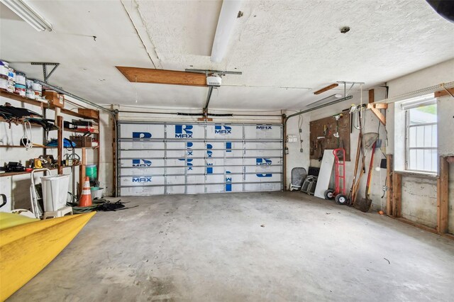 garage with a garage door opener