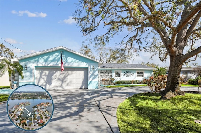 ranch-style home with a garage