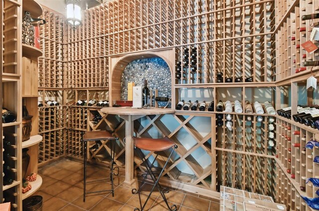 wine cellar featuring tile patterned floors