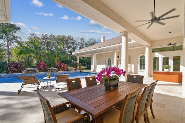 view of patio / terrace with ceiling fan