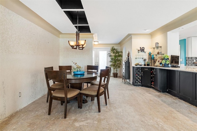 dining space with indoor bar