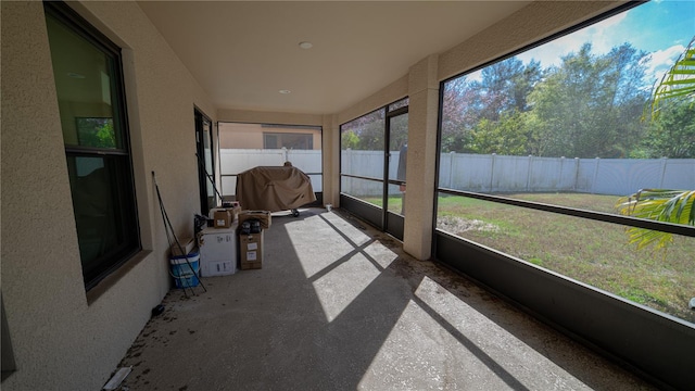 view of unfurnished sunroom