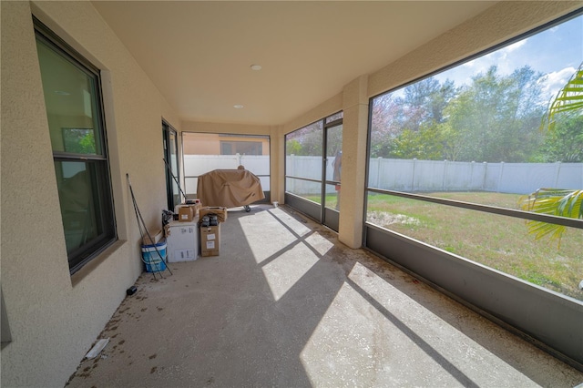 view of unfurnished sunroom