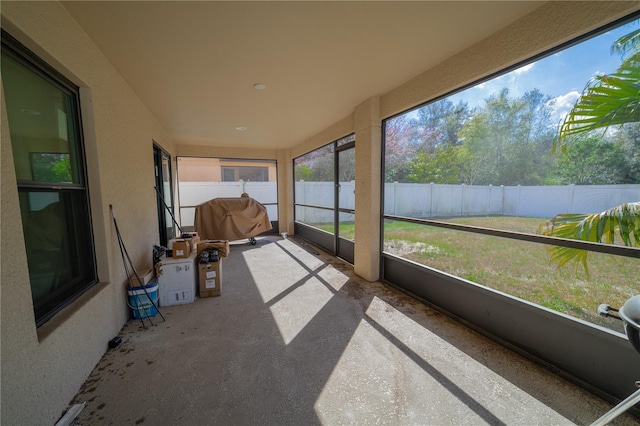 view of unfurnished sunroom