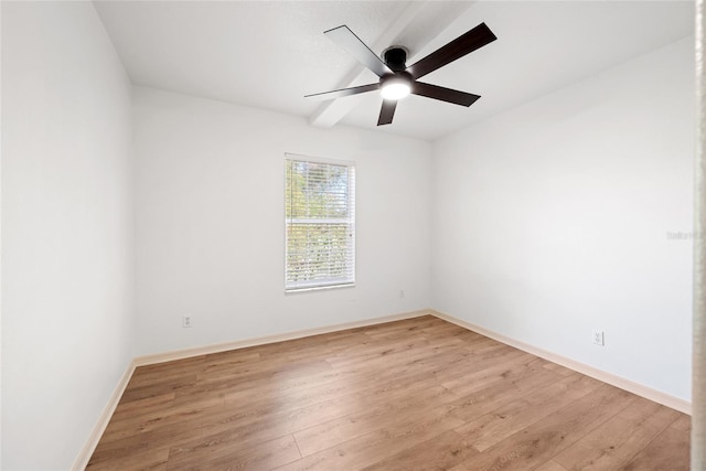 unfurnished room with ceiling fan and light hardwood / wood-style floors