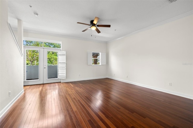 403 S Oregon Ave, Tampa, FL 33606 - empty room featuring a ceiling fan, french doors, hardwood / wood-style flooring, and a healthy amount of sunlight