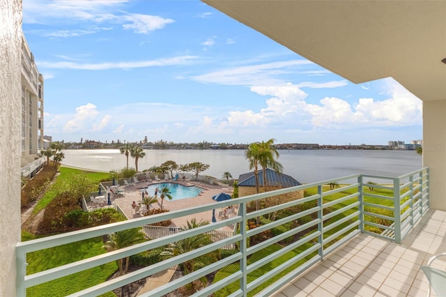 balcony with a water view