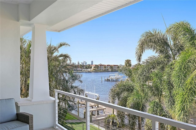 balcony with a water view