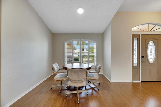 719 Winterbrooke Way, Sun City Center, FL 33573 - dining room with plenty of natural light, wood finished floors, baseboards, and a textured ceiling