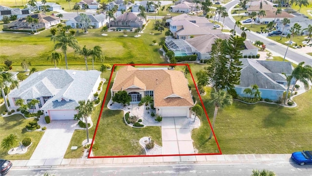 719 Winterbrooke Way, Sun City Center, FL 33573 - aerial view of residential area with property boundaries highlighted