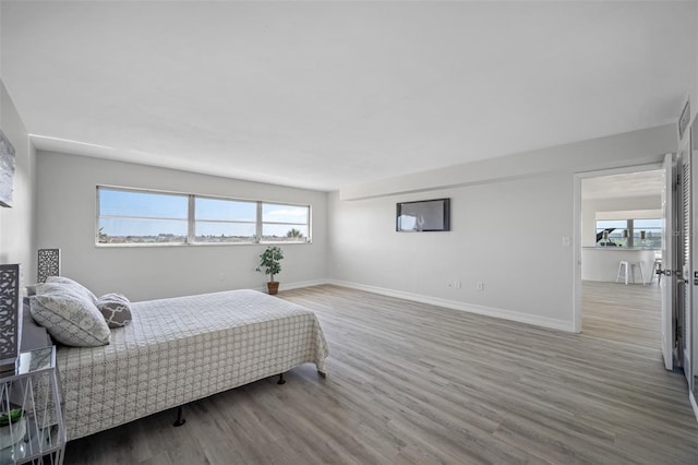 bedroom with hardwood / wood-style flooring