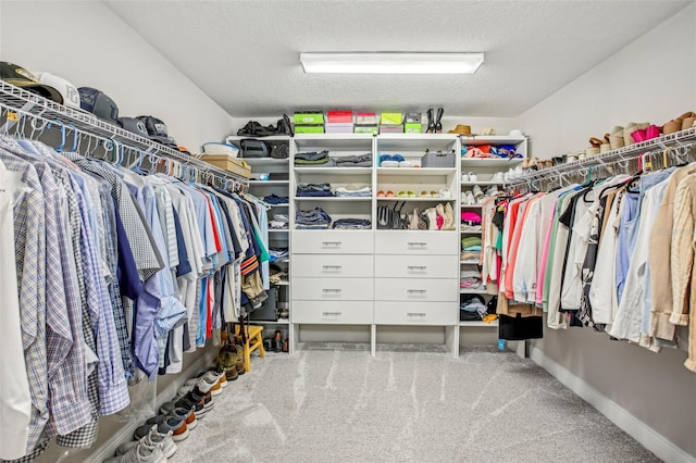 spacious closet with carpet floors