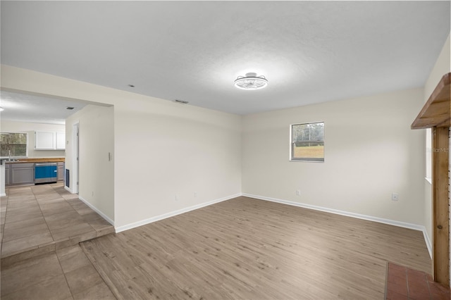 empty room with light wood-type flooring