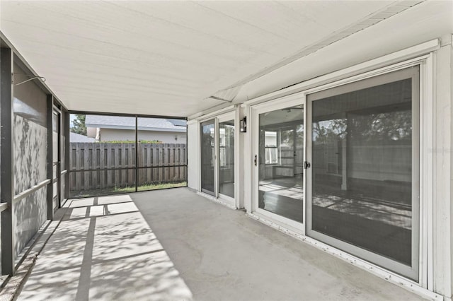 view of unfurnished sunroom