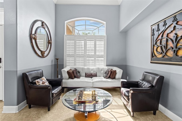 view of tiled living room