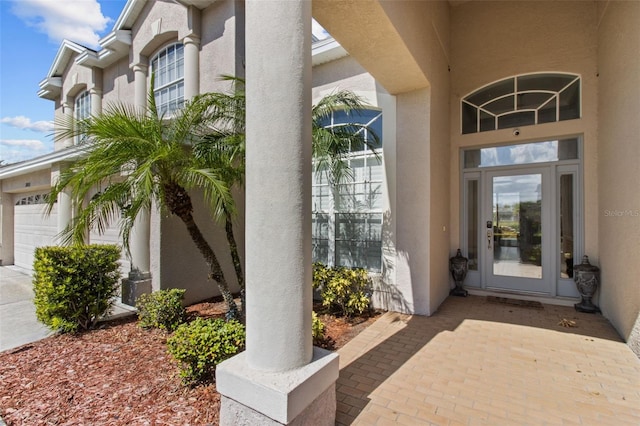 entrance to property with a garage