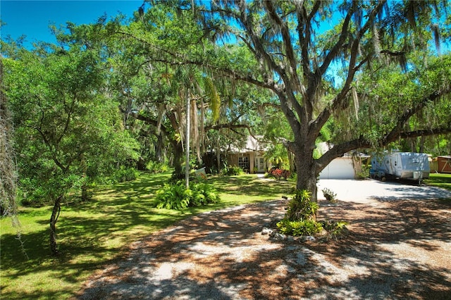 view of front facade with a garage and a front lawn