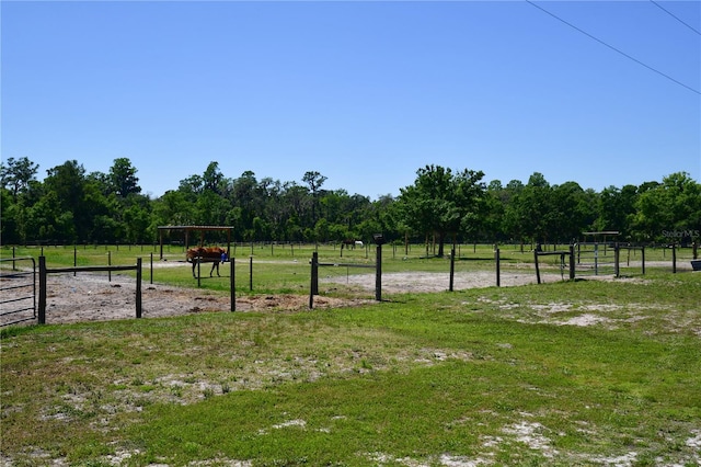 view of yard with a rural view