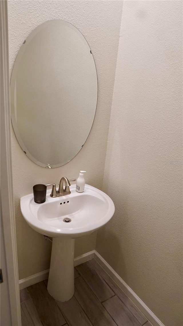 bathroom featuring wood-type flooring