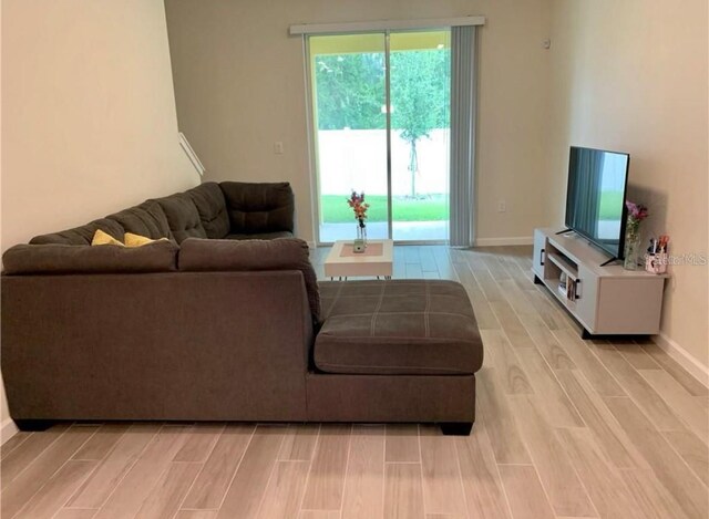 living room with light wood-type flooring