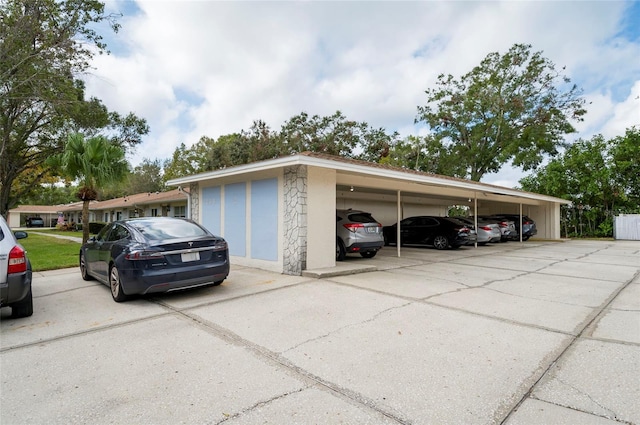 garage with a carport