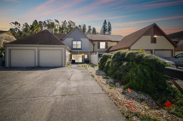 view of front of property with a garage