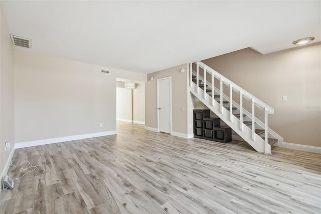 unfurnished living room with light wood-type flooring