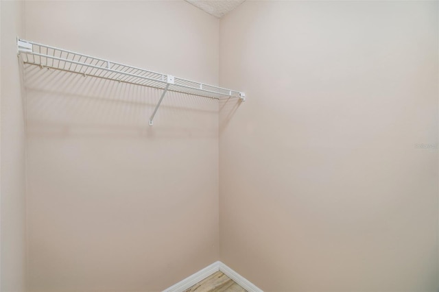 walk in closet with hardwood / wood-style flooring