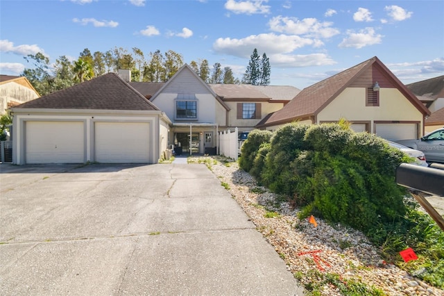 front facade with a garage