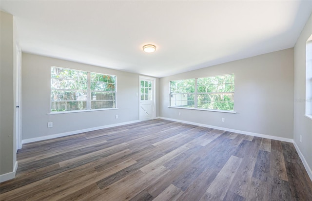 spare room featuring dark wood-type flooring