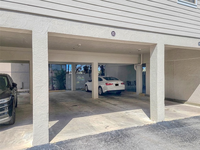 garage with a carport